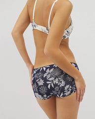 MEANDERING GARDEN M NAVY - Lace Boyshort Panty