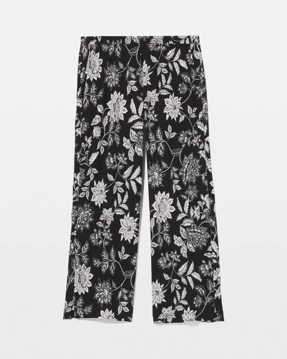MEANDERING GARDEN BLACK - Cropped Pajama Pants