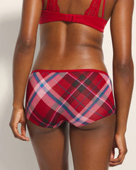 SNUGGLE UP PLAID M BIAS R - Boyshort Panty with Enchanting Lace