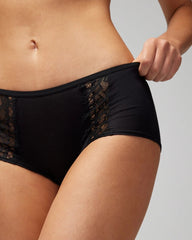 BLACK - Boyshort Panty with Enchanting Lace