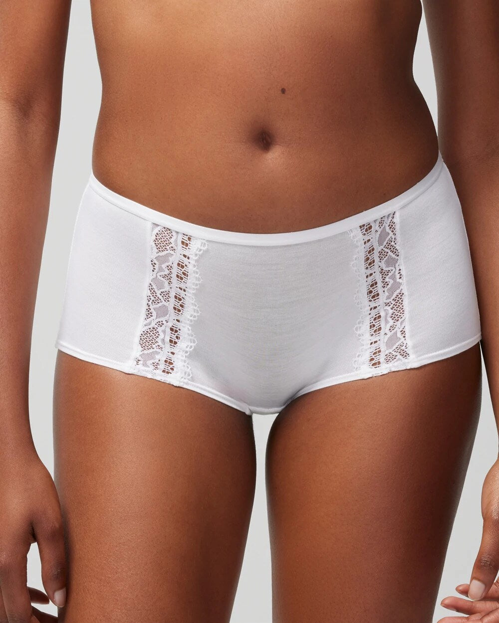OPTIC WHITE - Boyshort Panty with Enchanting Lace