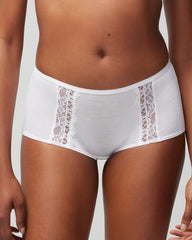 OPTIC WHITE - Boyshort Panty with Enchanting Lace