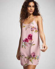 FEATHERED FANCY PINK - Lace Trim Chemise