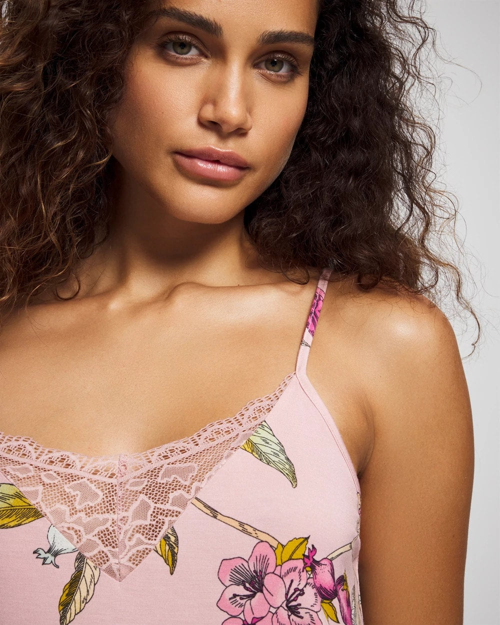 FEATHERED FANCY PINK - Lace Trim Chemise
