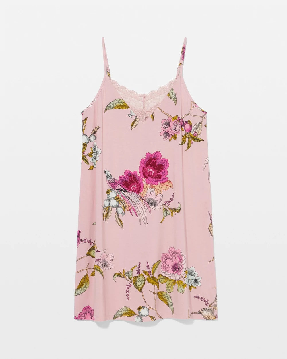 FEATHERED FANCY PINK - Lace Trim Chemise