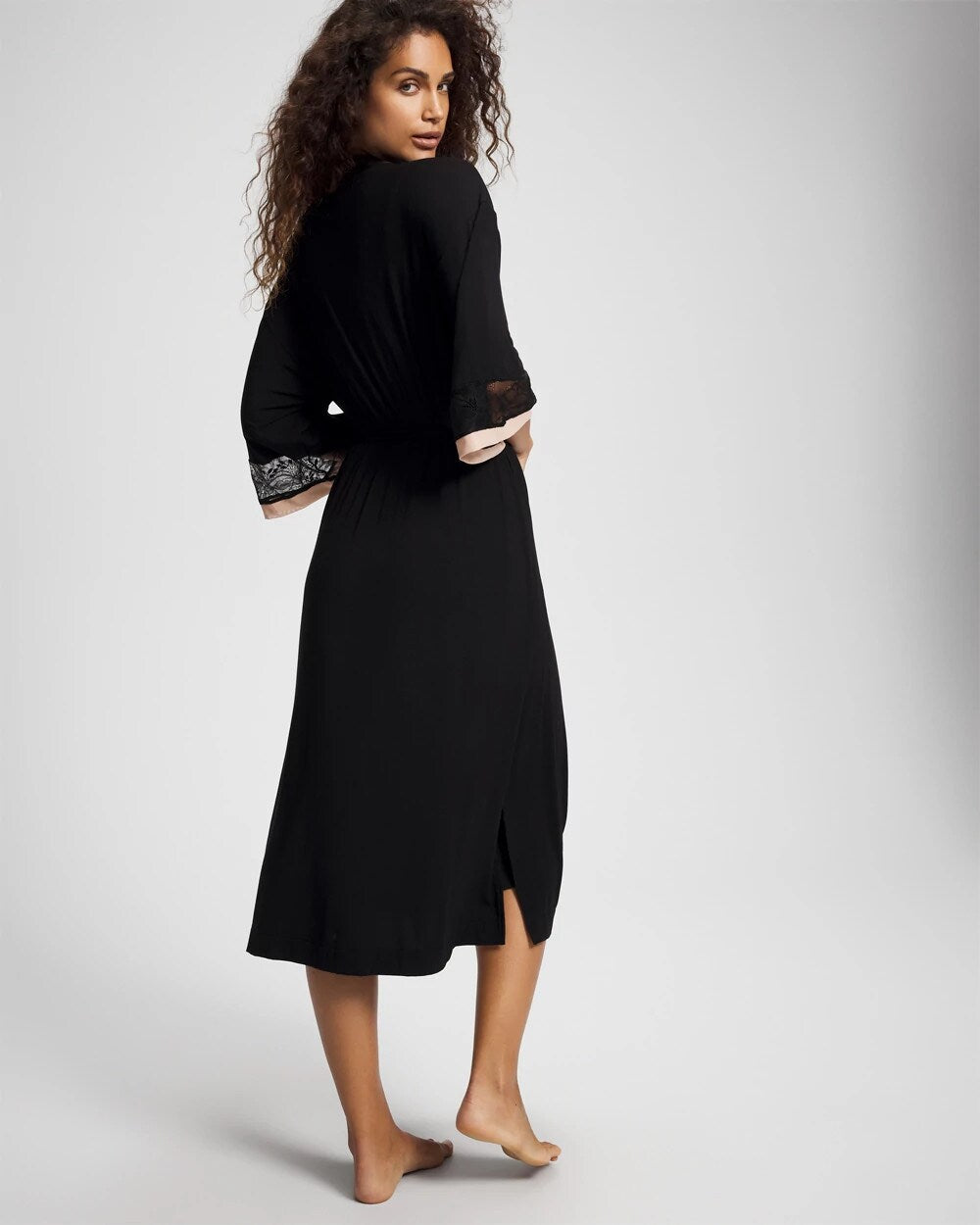 BLACK - Lace Midi Robe