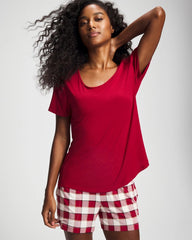 DREAMSCAPE PLAID CHAMP - Packaged Short-Sleeve Short Pajama Set