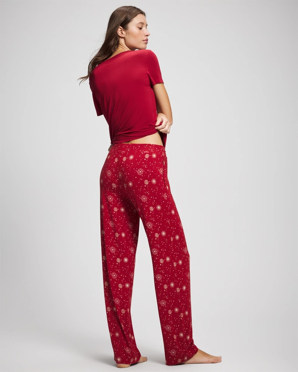FIRST NIGHT RED/FOIL - Packaged Short-Sleeve Pant Pajama Set