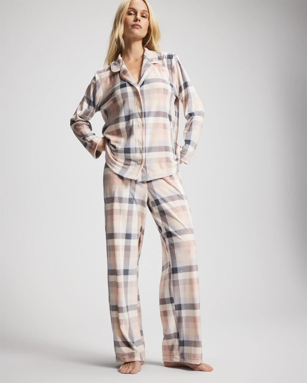 PRISM PLAID GRAY - Long Sleeve Pajama Set