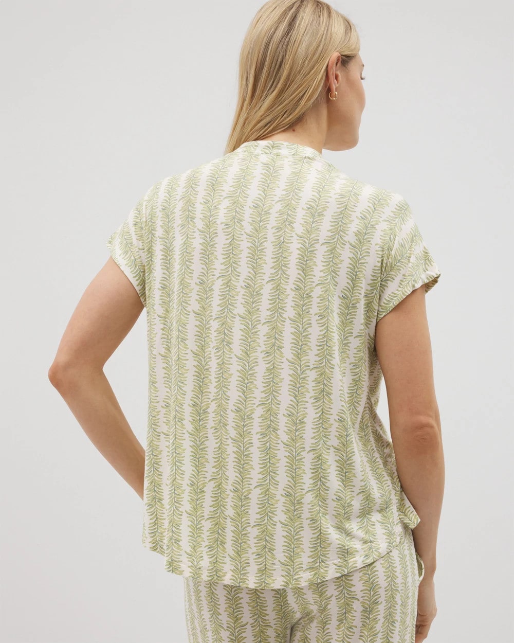 CHILL STRIPE CHAMPAGNE - Mandarin Collar Short Sleeve Pajama Top