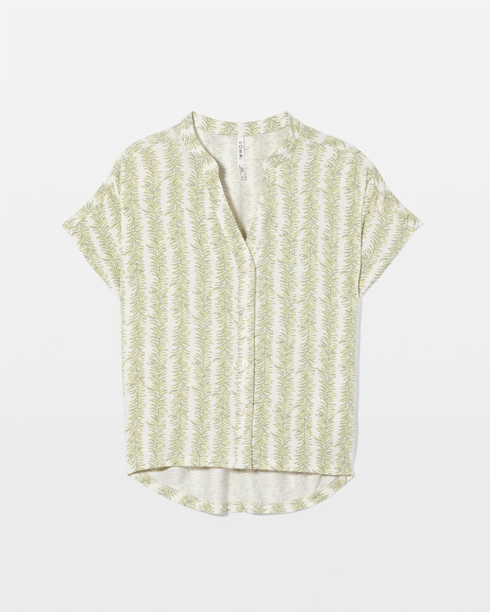 CHILL STRIPE CHAMPAGNE - Mandarin Collar Short Sleeve Pajama Top