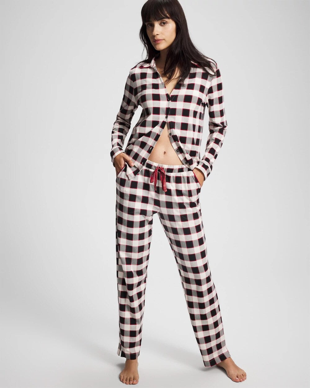 DREAMSCAPE PLAID BLACK - Ankle Pajama Pant