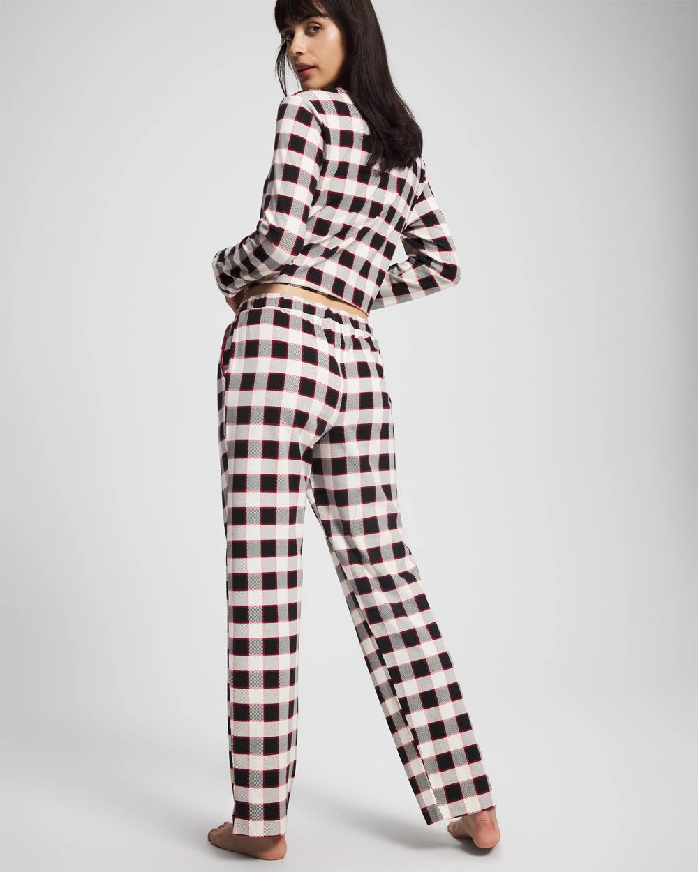 DREAMSCAPE PLAID BLACK - Ankle Pajama Pant