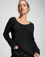 BLACK - Long Sleeve Pajama Top