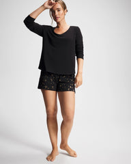 BLACK - Long Sleeve Pajama Top