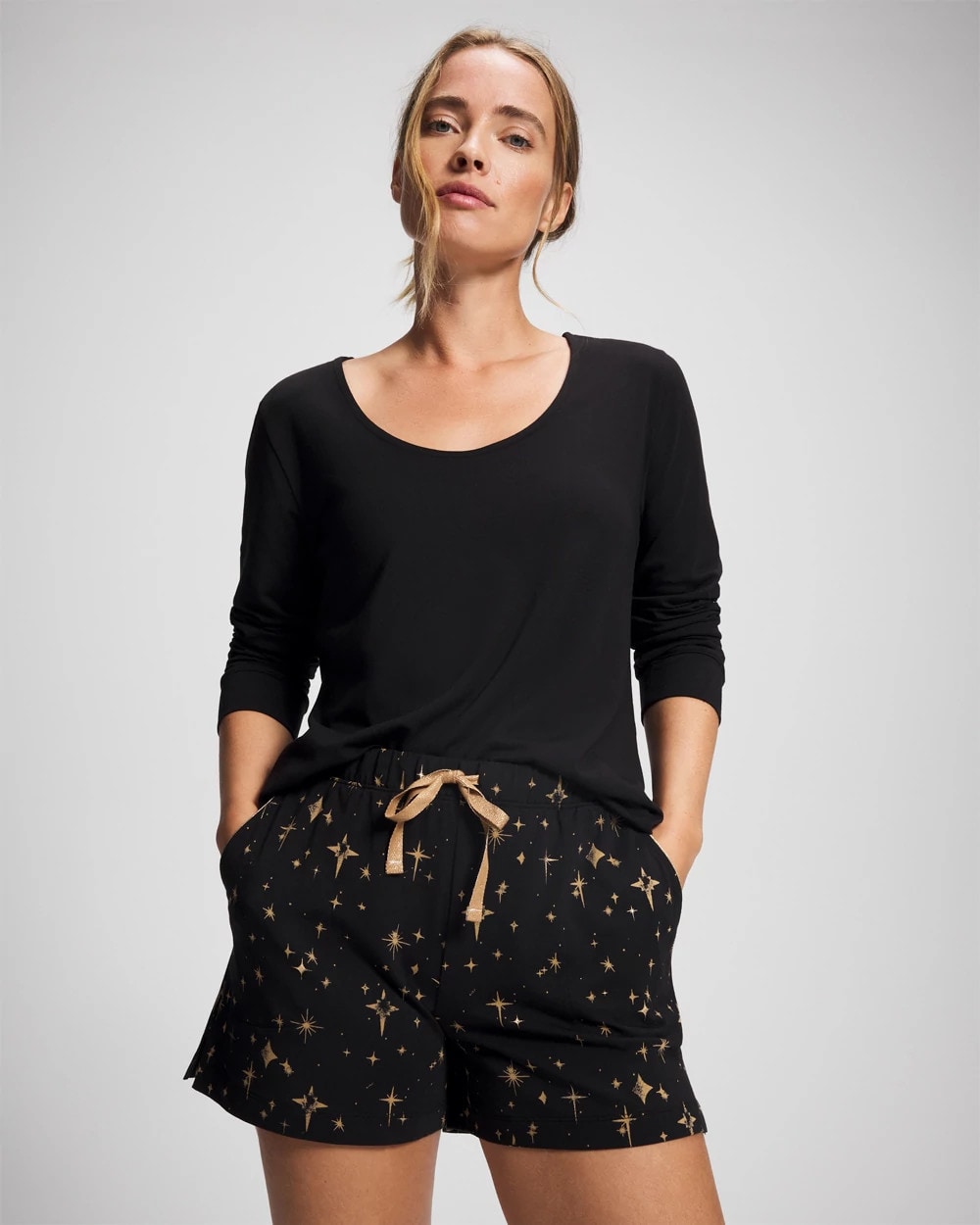 STELLAR SCENE BLACK/FOIL - Pajama Shorts