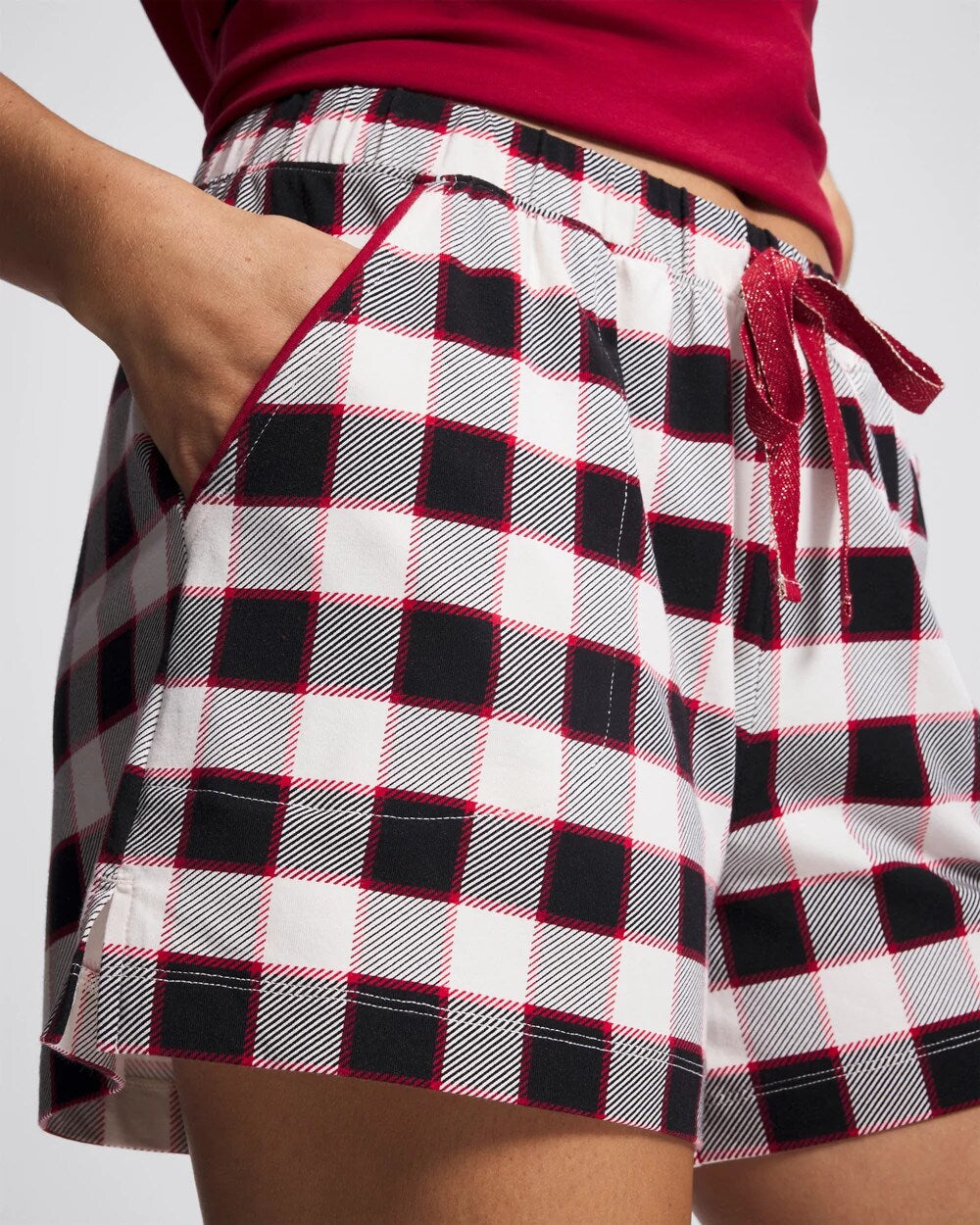 DREAMSCAPE PLAID BLACK - Pajama Shorts