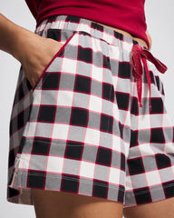 DREAMSCAPE PLAID BLACK - Pajama Shorts