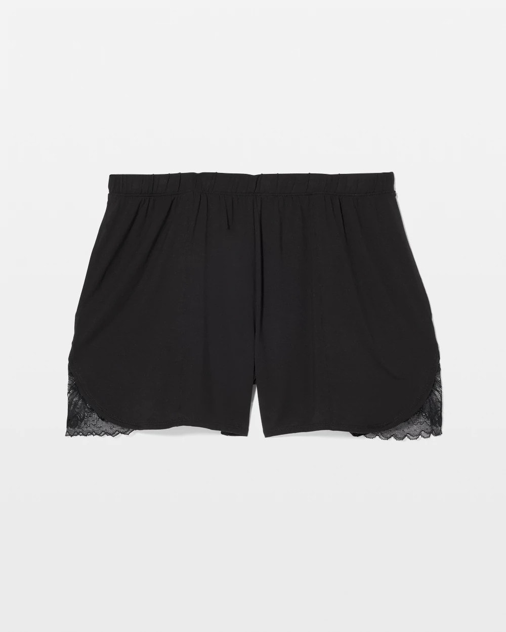BLACK - Lace Trim Pajama Shorts