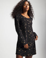 STELLAR SCENE BLACK/FOIL - Long-Sleeve Sleepshirt