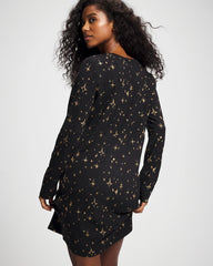 STELLAR SCENE BLACK/FOIL - Long-Sleeve Sleepshirt