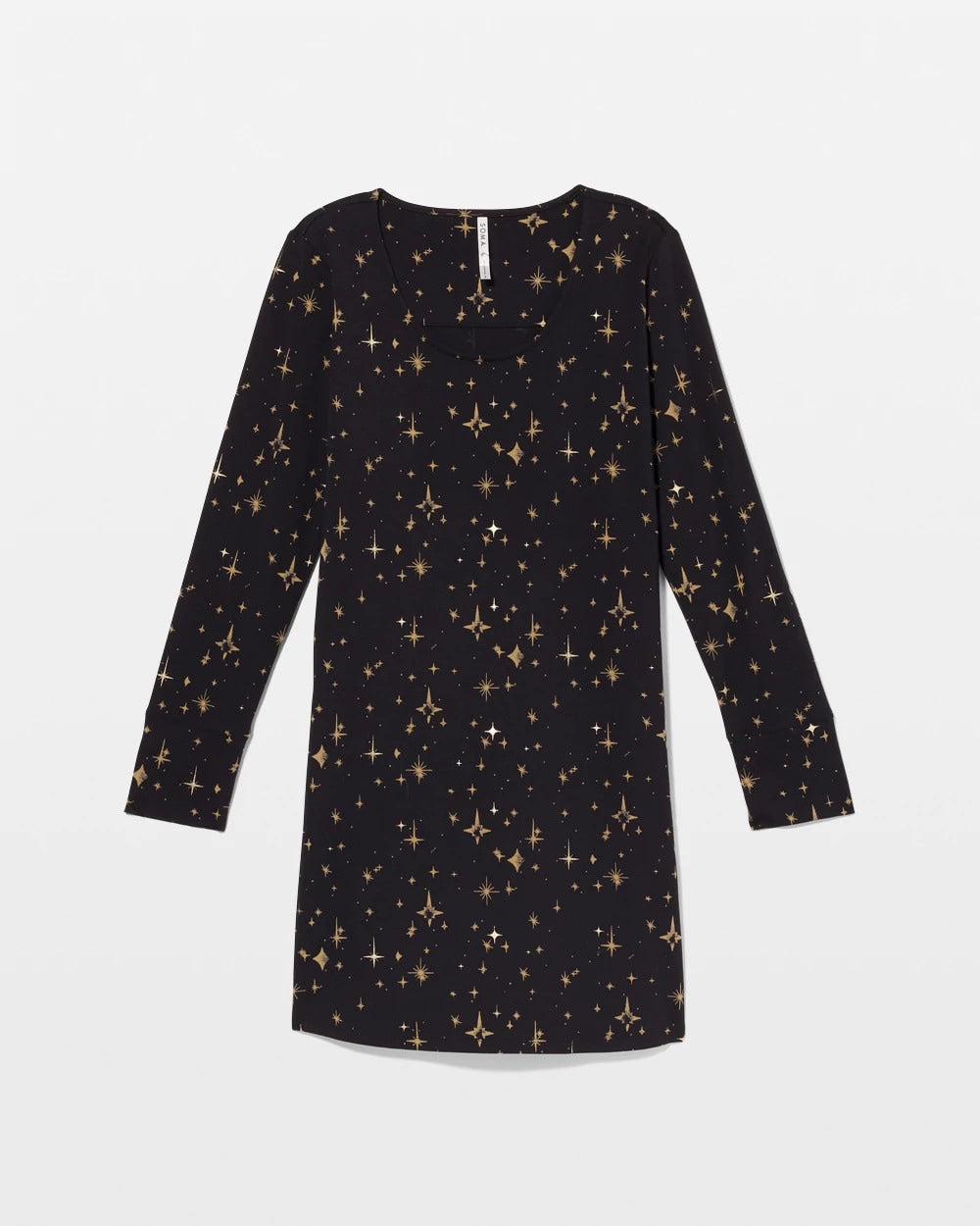 STELLAR SCENE BLACK/FOIL - Long-Sleeve Sleepshirt