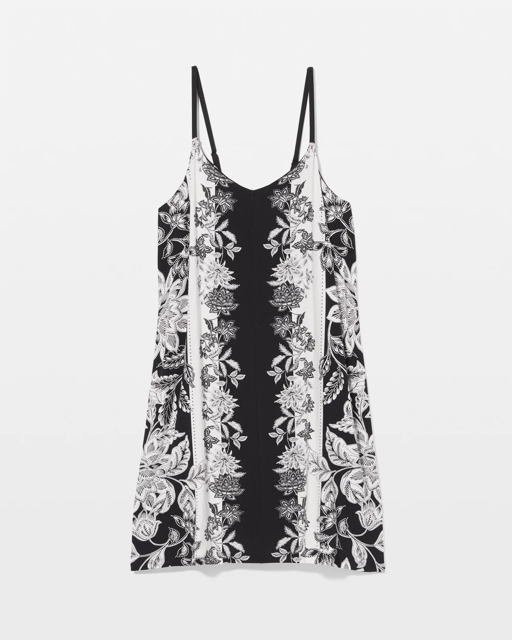 STAMPED FLORAL SCARF BLK - Flyaway Chemise