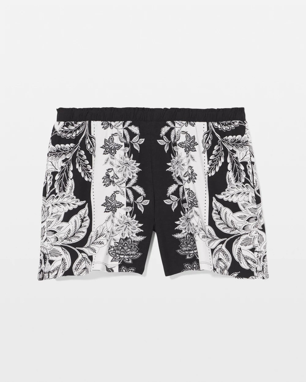 STAMPED FLORAL SCARF BLK - Pajama Shorts