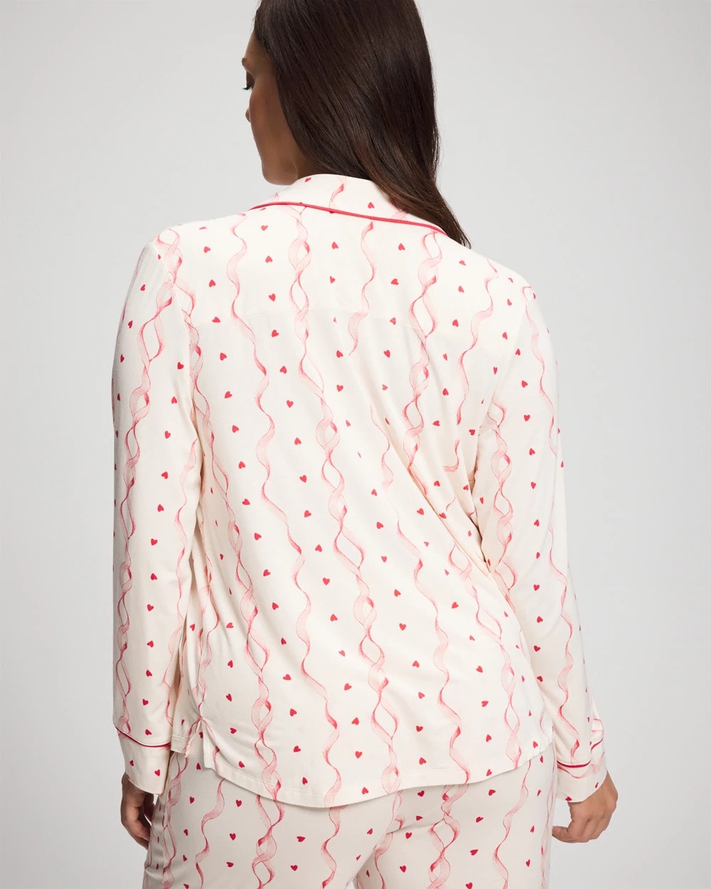 COQUETTE VALENTINE CHAMP - Cool Nights Long Sleeve Notch Collar with Piped Placket Pajama Top