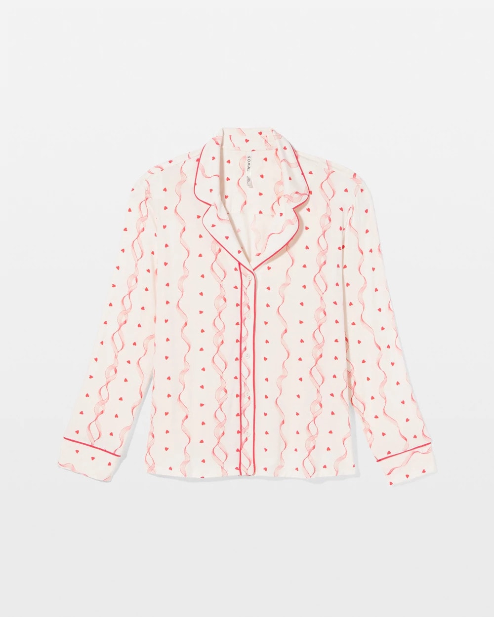 COQUETTE VALENTINE CHAMP - Cool Nights Long Sleeve Notch Collar with Piped Placket Pajama Top
