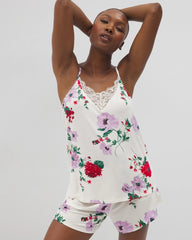 RHAPSODY FLORAL SUGAR - Lace Trim Pajama Cami