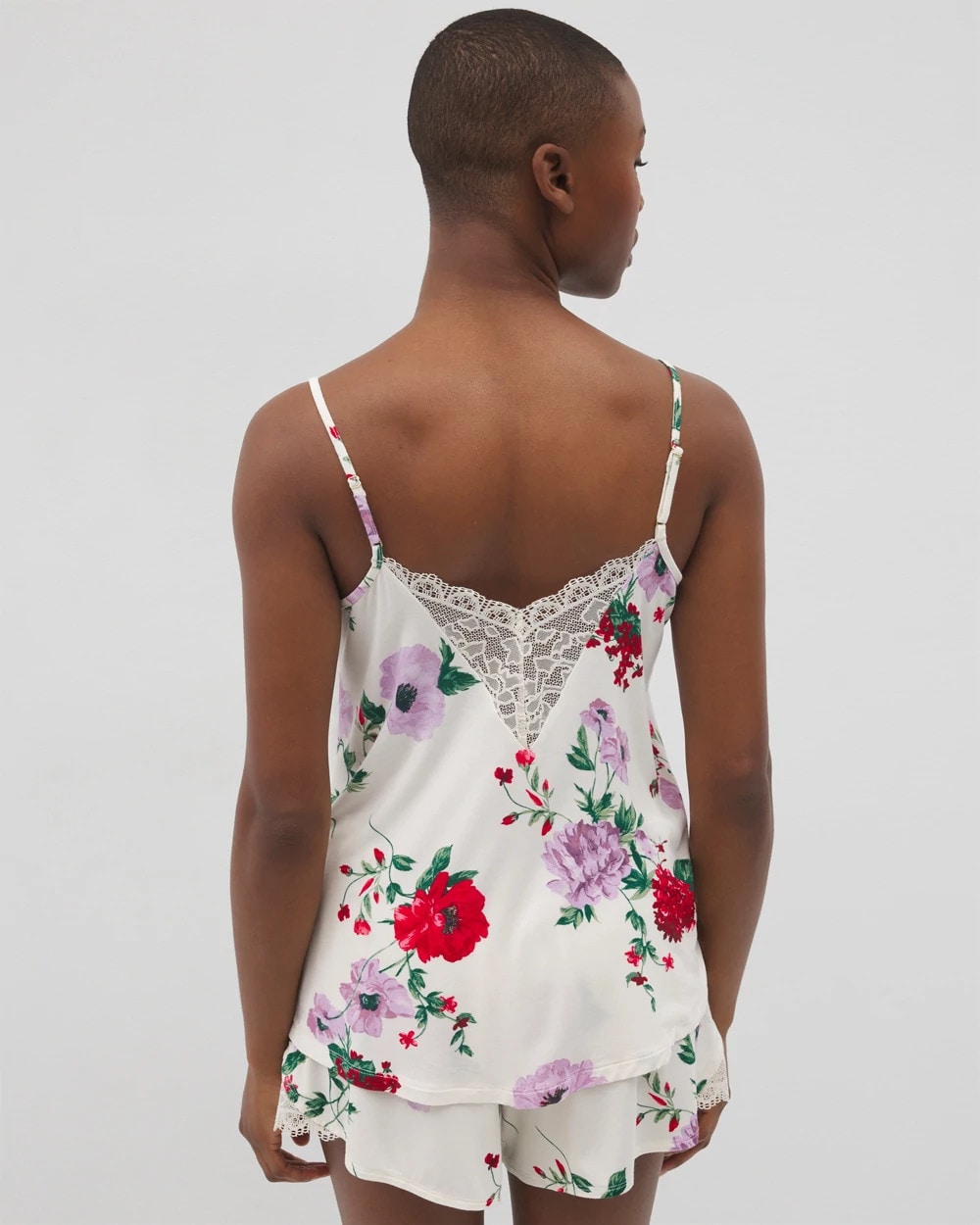RHAPSODY FLORAL SUGAR - Lace Trim Pajama Cami