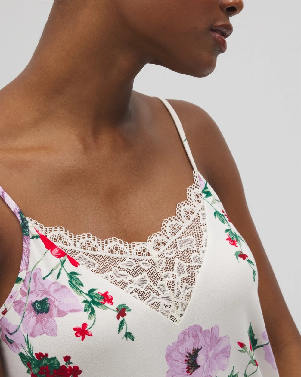RHAPSODY FLORAL SUGAR - Lace Trim Pajama Cami