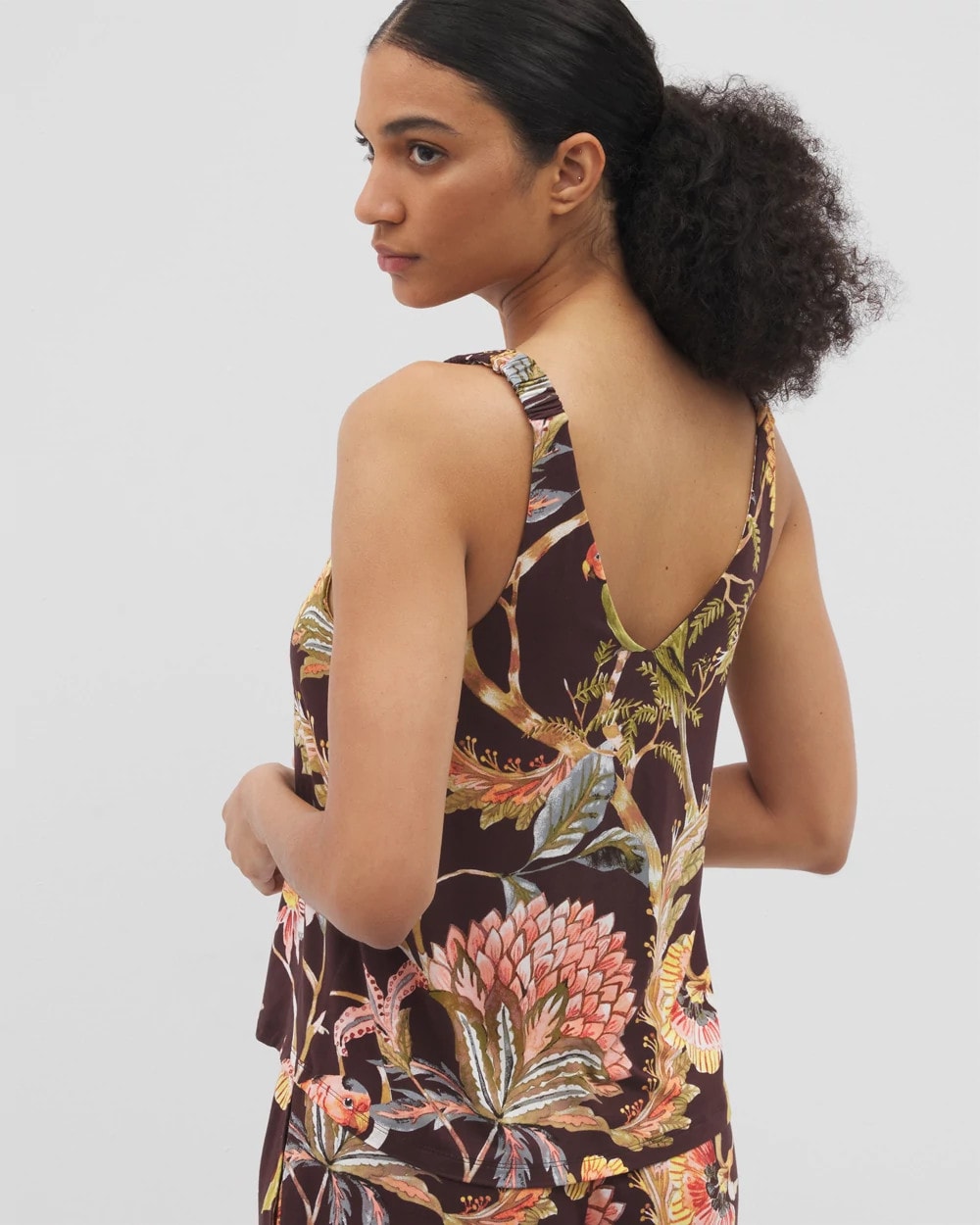 PARROT-DISO PLUME G PLUM - Shirred Strap Pajama Tank
