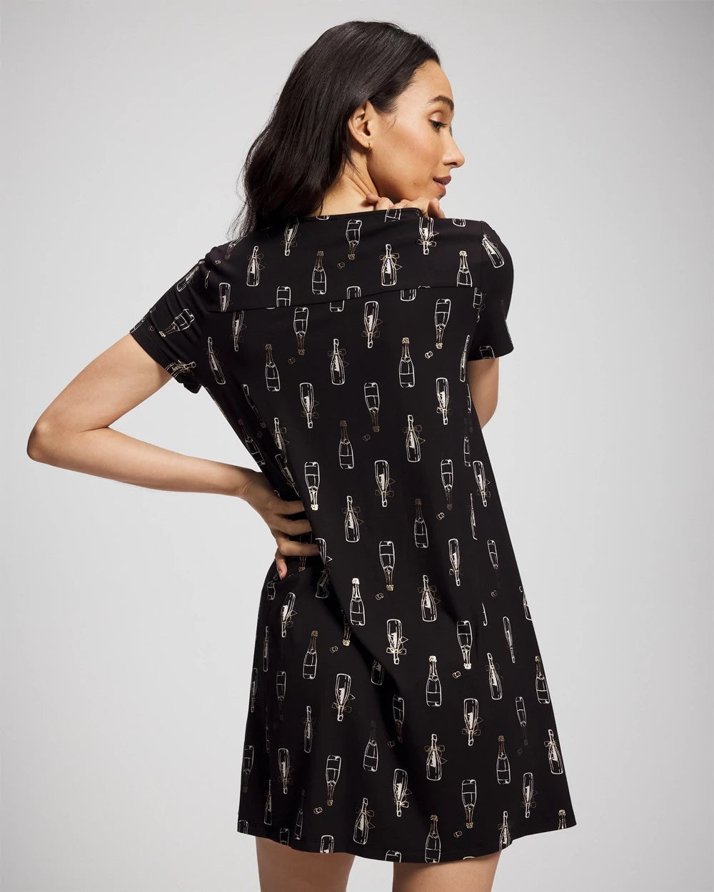 CHAMPAGNE POP BLACK/FOIL - Short Sleeve Sleepshirt