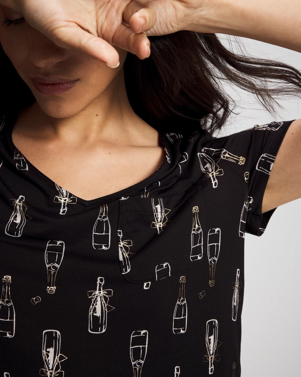 CHAMPAGNE POP BLACK/FOIL - Short Sleeve Sleepshirt