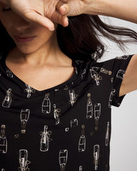 CHAMPAGNE POP BLACK/FOIL - Short Sleeve Sleepshirt