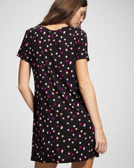 DANCING DOTS BLACK - Short Sleeve Sleepshirt