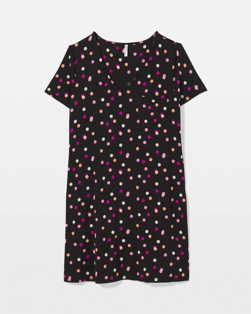 DANCING DOTS BLACK - Short Sleeve Sleepshirt