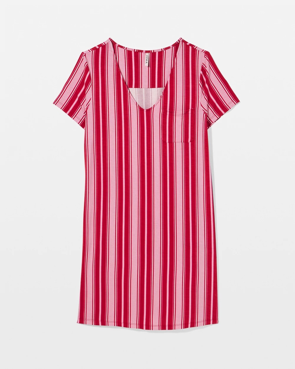 SLEIGHBELL STRIPE RED - Short Sleeve Sleepshirt