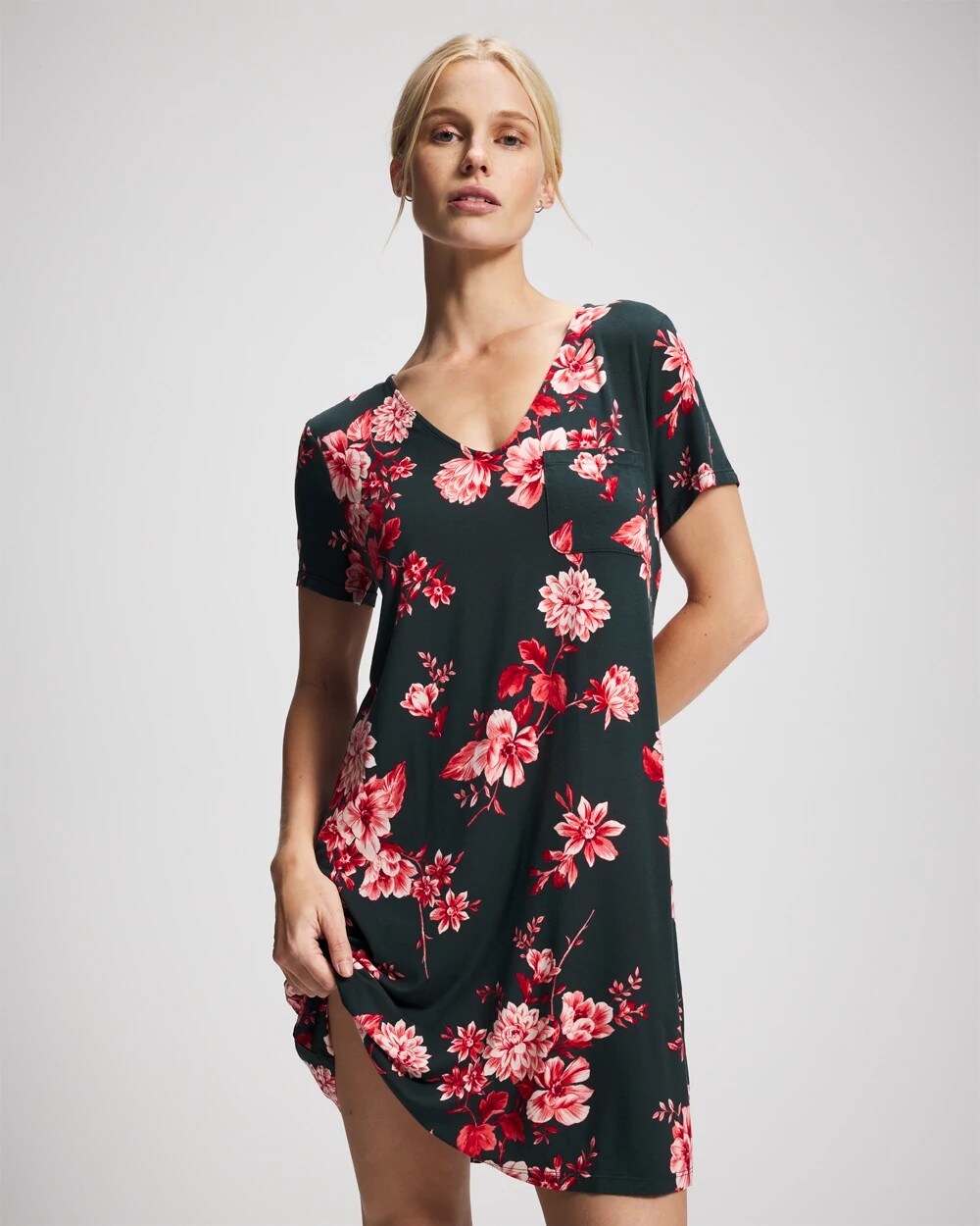 COTTAGE FLORAL GREEN - Short Sleeve Sleepshirt