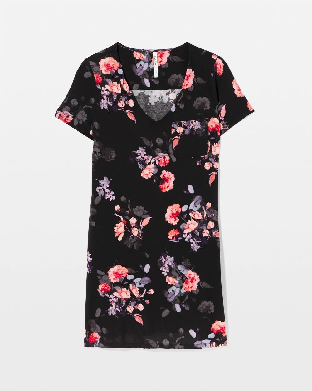 FLORAL DREAMS BLACK - Short Sleeve Sleepshirt