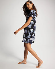 WHIMSICAL WINGS BLK MID - Short Sleeve Sleepshirt