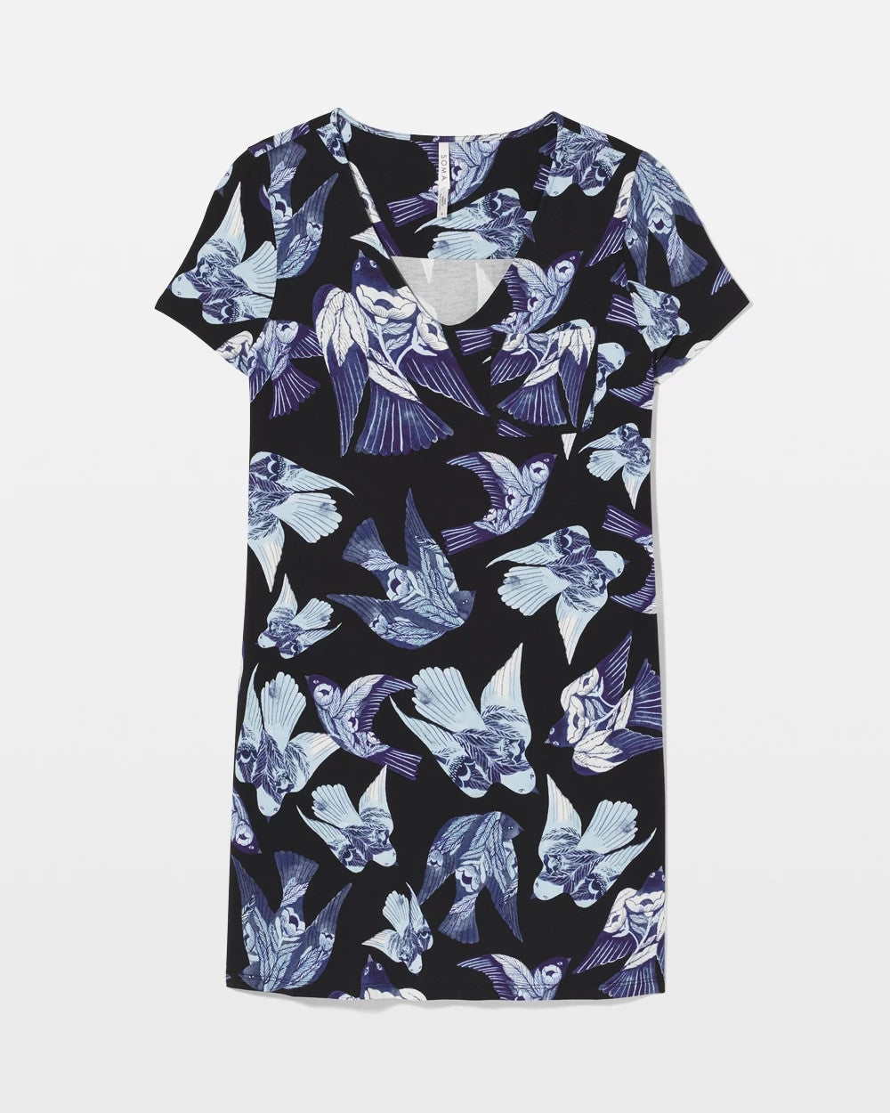 WHIMSICAL WINGS BLK MID - Short Sleeve Sleepshirt