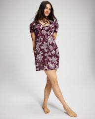 PAISLEY SPLENDOR PLUM - Short Sleeve Sleepshirt