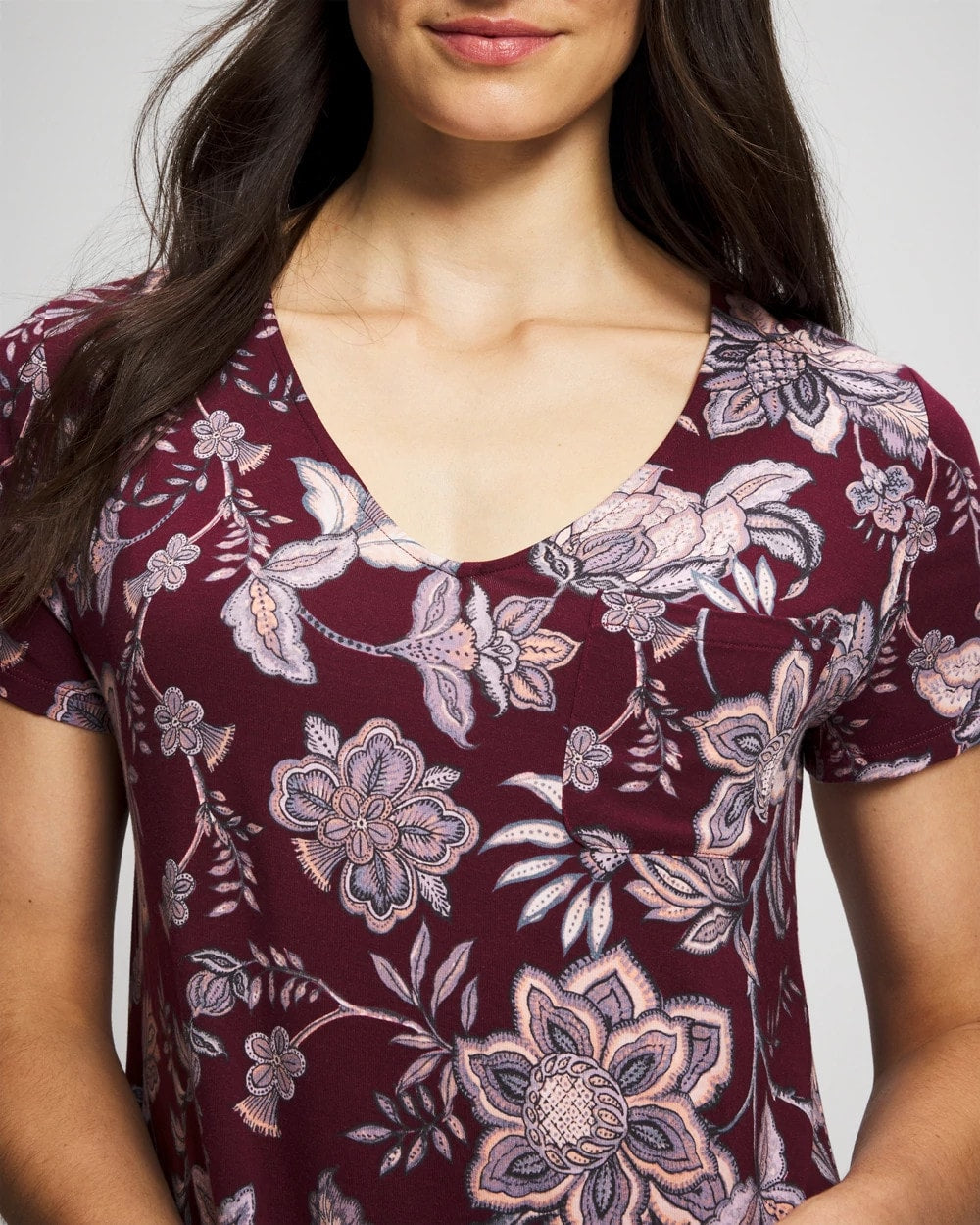 PAISLEY SPLENDOR PLUM - Short Sleeve Sleepshirt