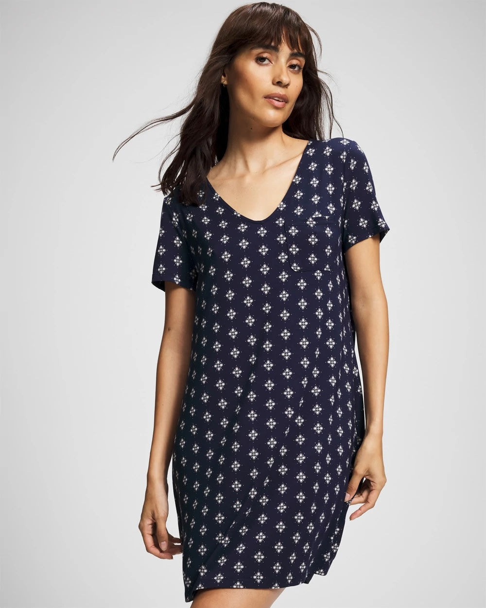 BELLE FOULARD NAVY - Short Sleeve Sleepshirt