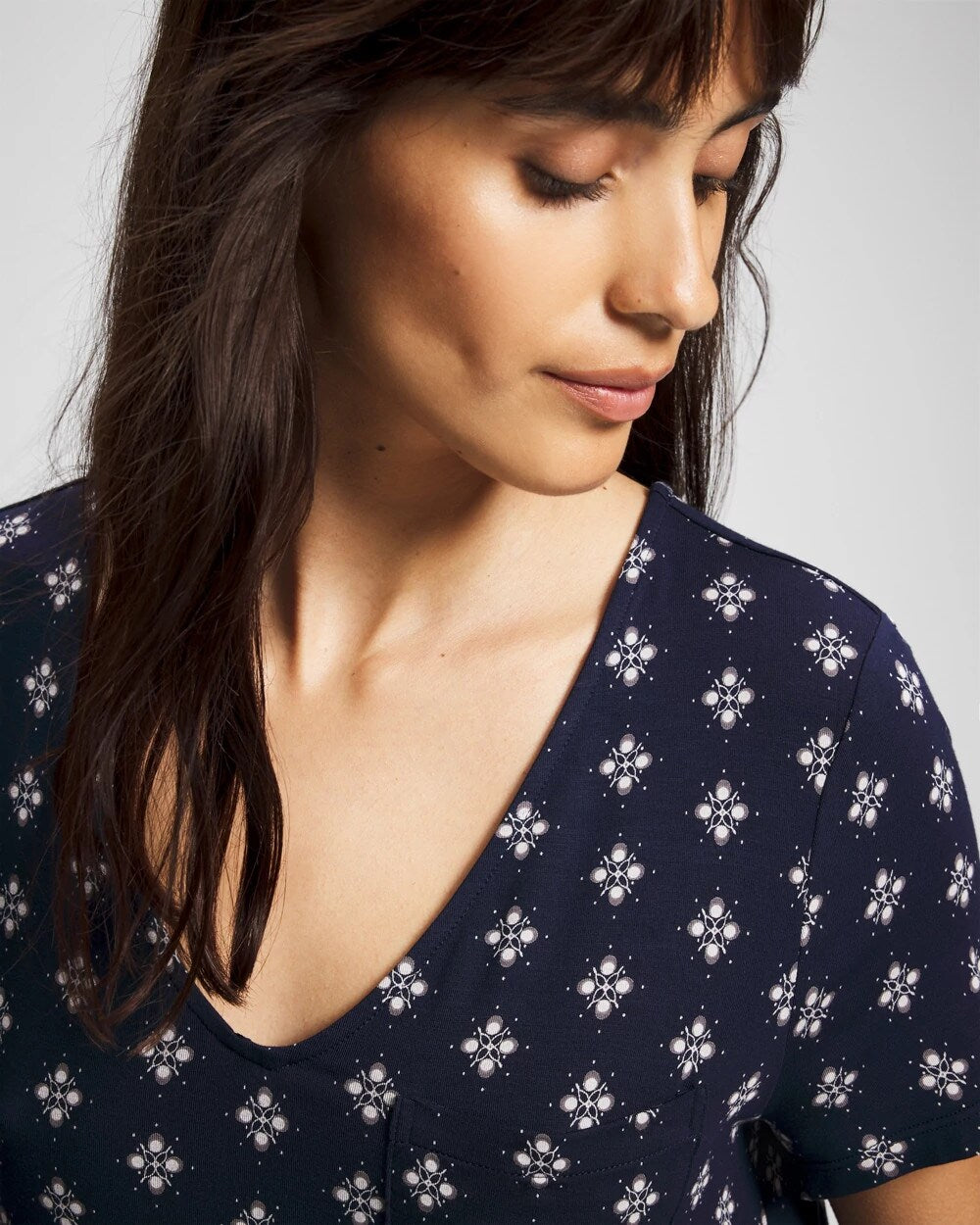 BELLE FOULARD NAVY - Short Sleeve Sleepshirt