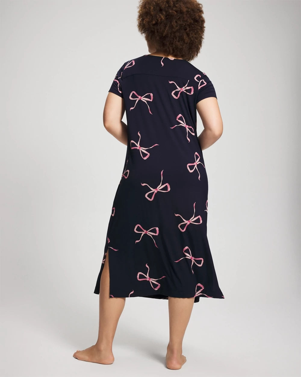 BELOVED BOWS GRAND NAVY - Short Sleeve Long Sleepshirt