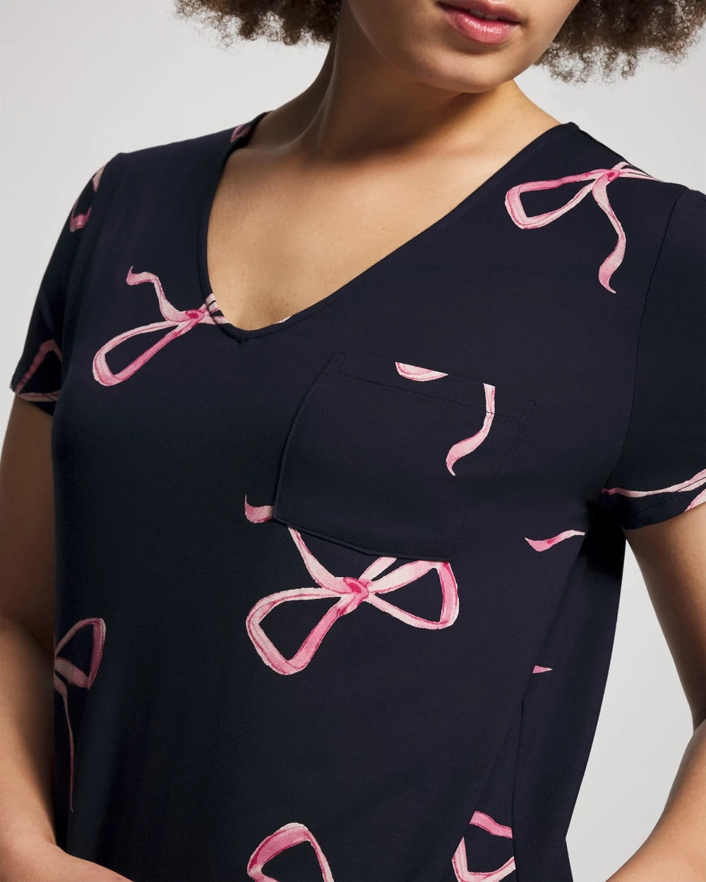BELOVED BOWS GRAND NAVY - Short Sleeve Long Sleepshirt